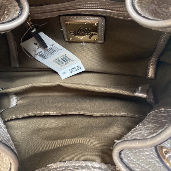 Milly New! Iridescent Handbag Bamboo Silver White Mermaid Snakeskin Shoulder Bag - Picture 12 of 13